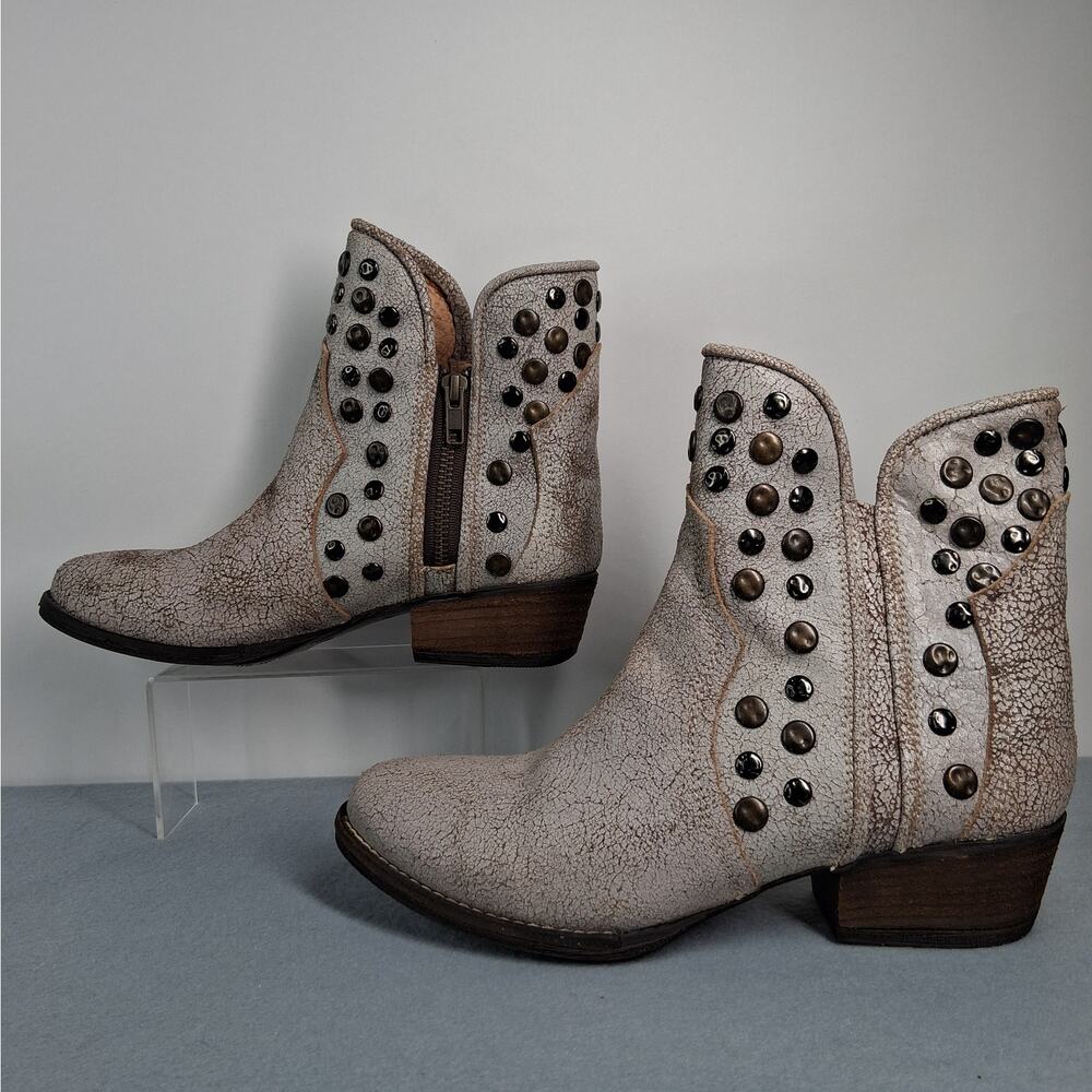 Corkys Girl Toledo Leather Bootie Ankle Boots Women's Size 8 Crackled Distressed